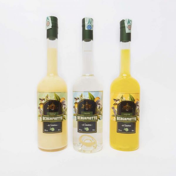 Tris Bergamotto - Liquore al Bergamotto, Crema di liquore al Bergamotto, Grappa al Bergamotto