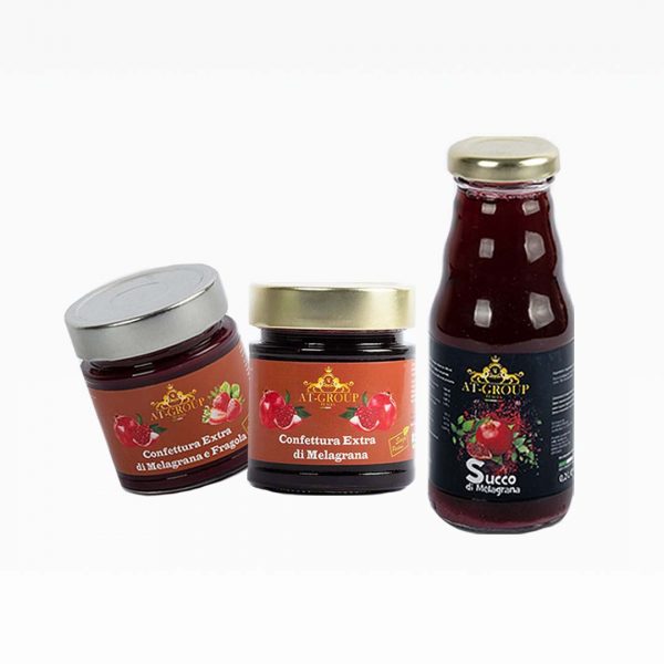 Tris alla melagrana - Confettura extra, Confettura extra con fragola, Succo di melagrana